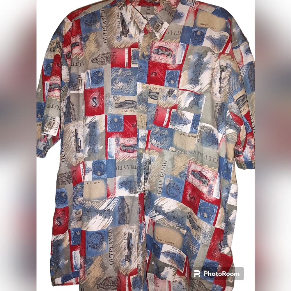 Players by Van Heusen XL Cotton Short Sleeve Shirt Eye-Catching Pattern